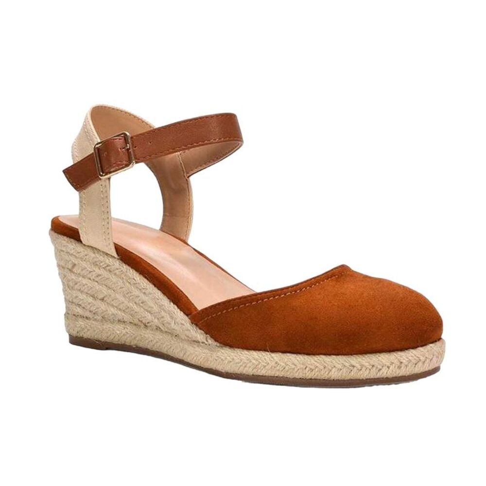 XY London Womens/Ladies Joey Ankle Strap Wedge Espadrilles / Tan